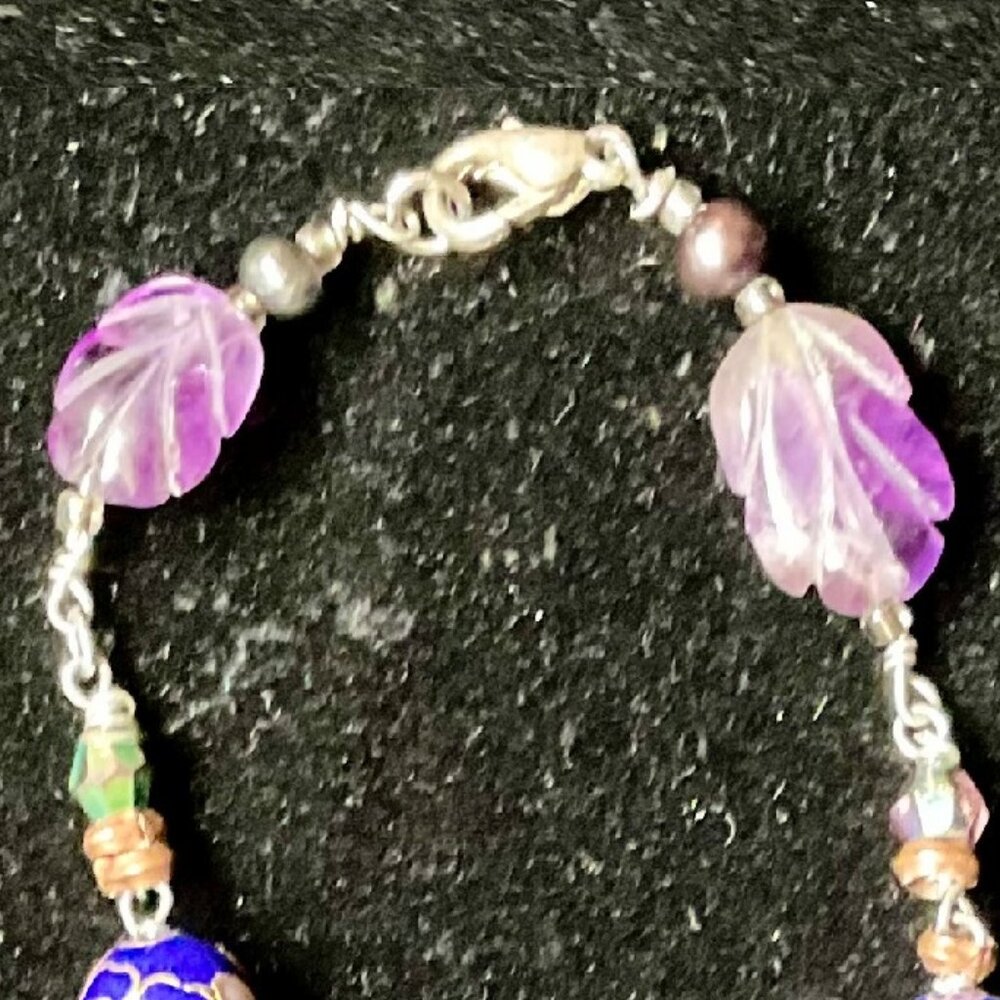 8” rhodium over silver, genuine amethyst bracelet/anklet - Picture 4 of 4